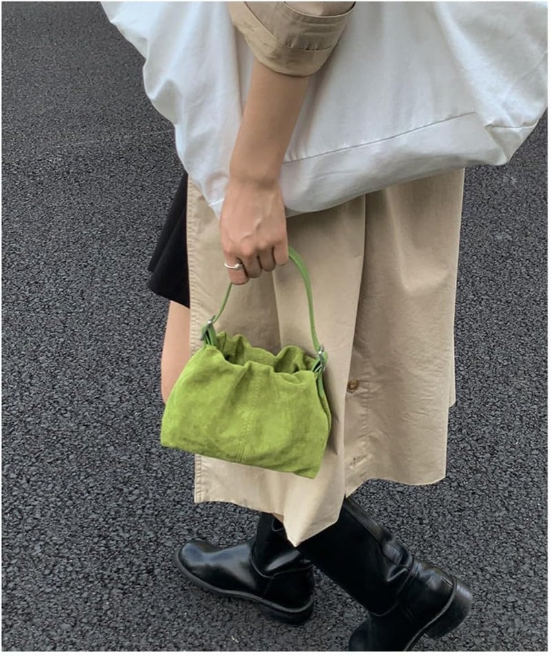 KeAiDMon Women Vintage Suede Handbags Tote Handbag Drawstring Bucket Bag Slouchy Crossbody Shoulder Bag Satchel Everyday Purse - Image 2